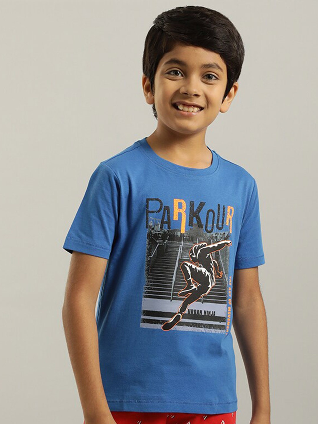 

Indian Terrain Boys Graphic Printed Pure Cotton T-shirt, Blue
