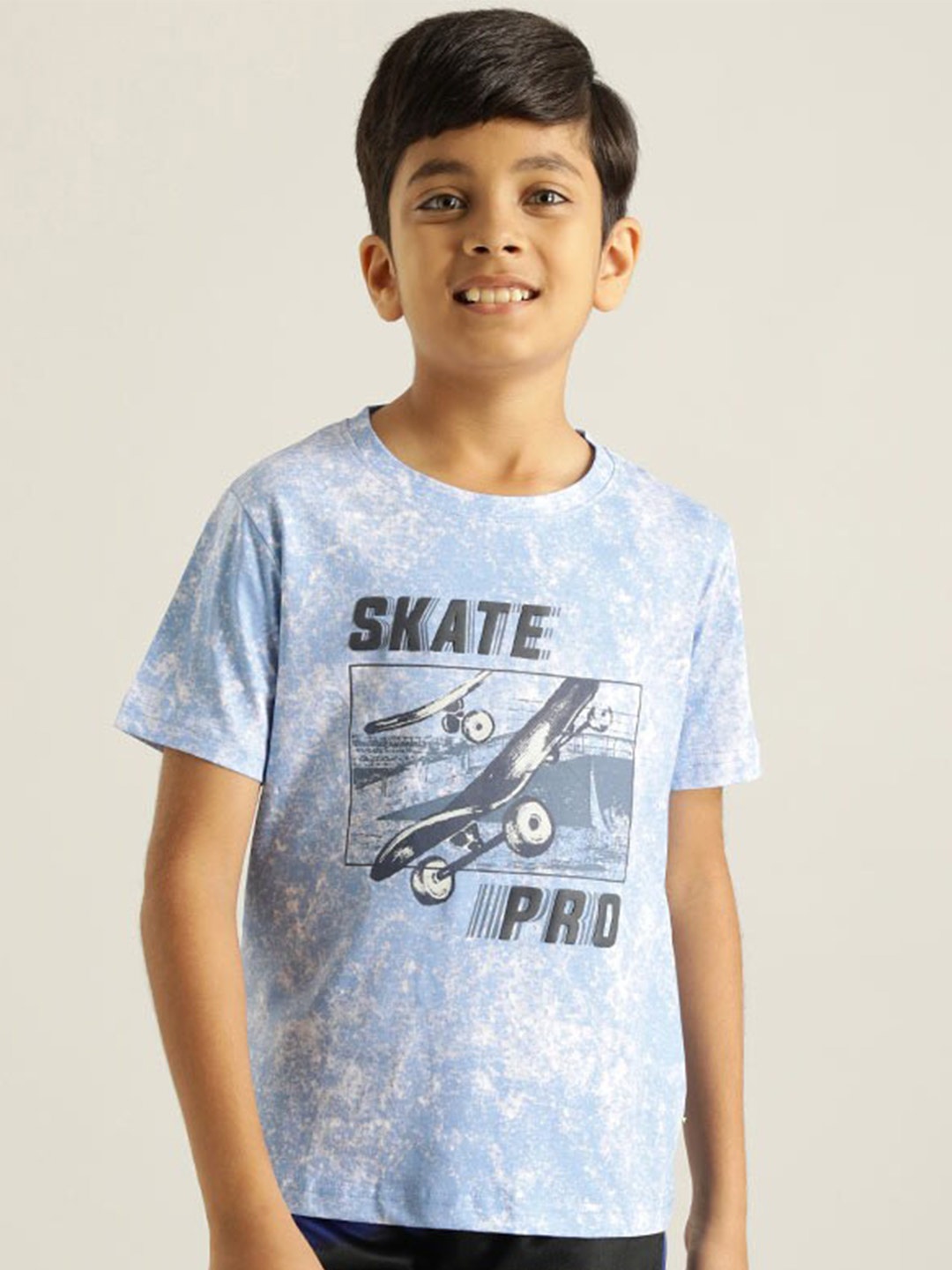 

Indian Terrain Boys Graphic Printed Pure Cotton T-shirt, Blue