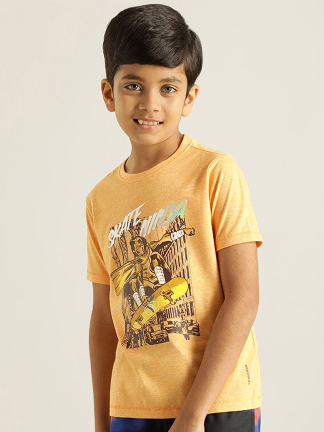 

Indian Terrain Boys Graphic Printed Pure Cotton T-shirt, Orange