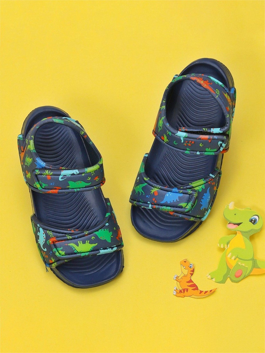 

Yellow Bee Boys Dino Printed Sports Sandals, Navy blue
