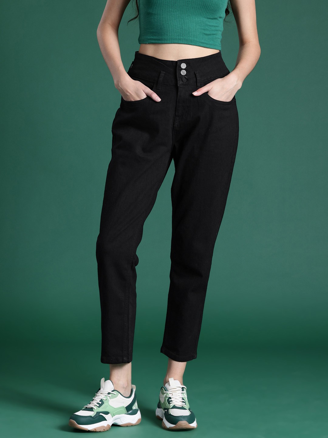 

DressBerry Women Boyfriend Fit High-Rise Stretchable Jeans, Black