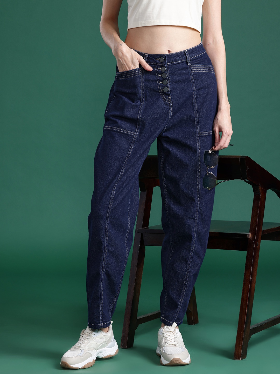 

DressBerry Women Slouchy Fit Stretchable Jeans, Navy blue