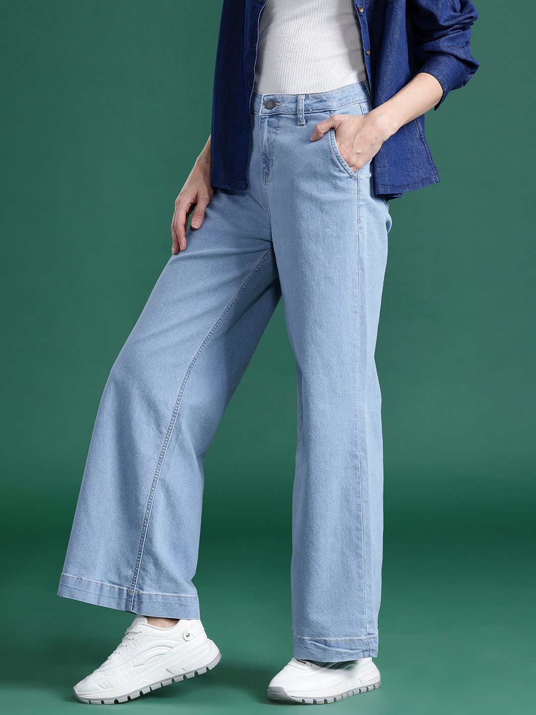 

DressBerry Women Wide Leg Stretchable Jeans, Blue