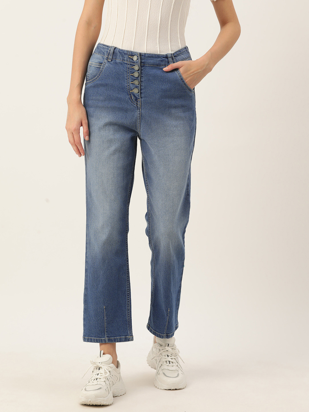 

DressBerry Women Straight Fit High-Rise Stretchable Jeans, Blue