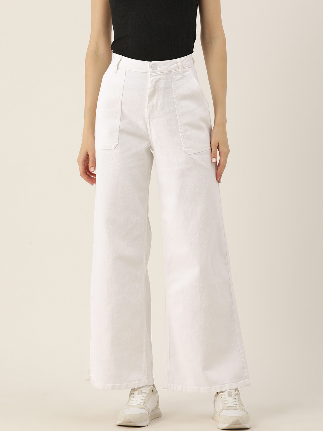 

DressBerry Women Wide Leg Stretchable Jeans, White
