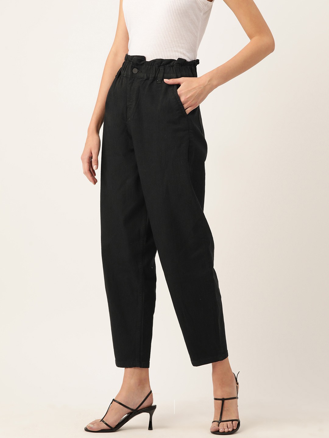 

DressBerry Women High-Rise Slouchy Fit Stretchable Jeans, Black