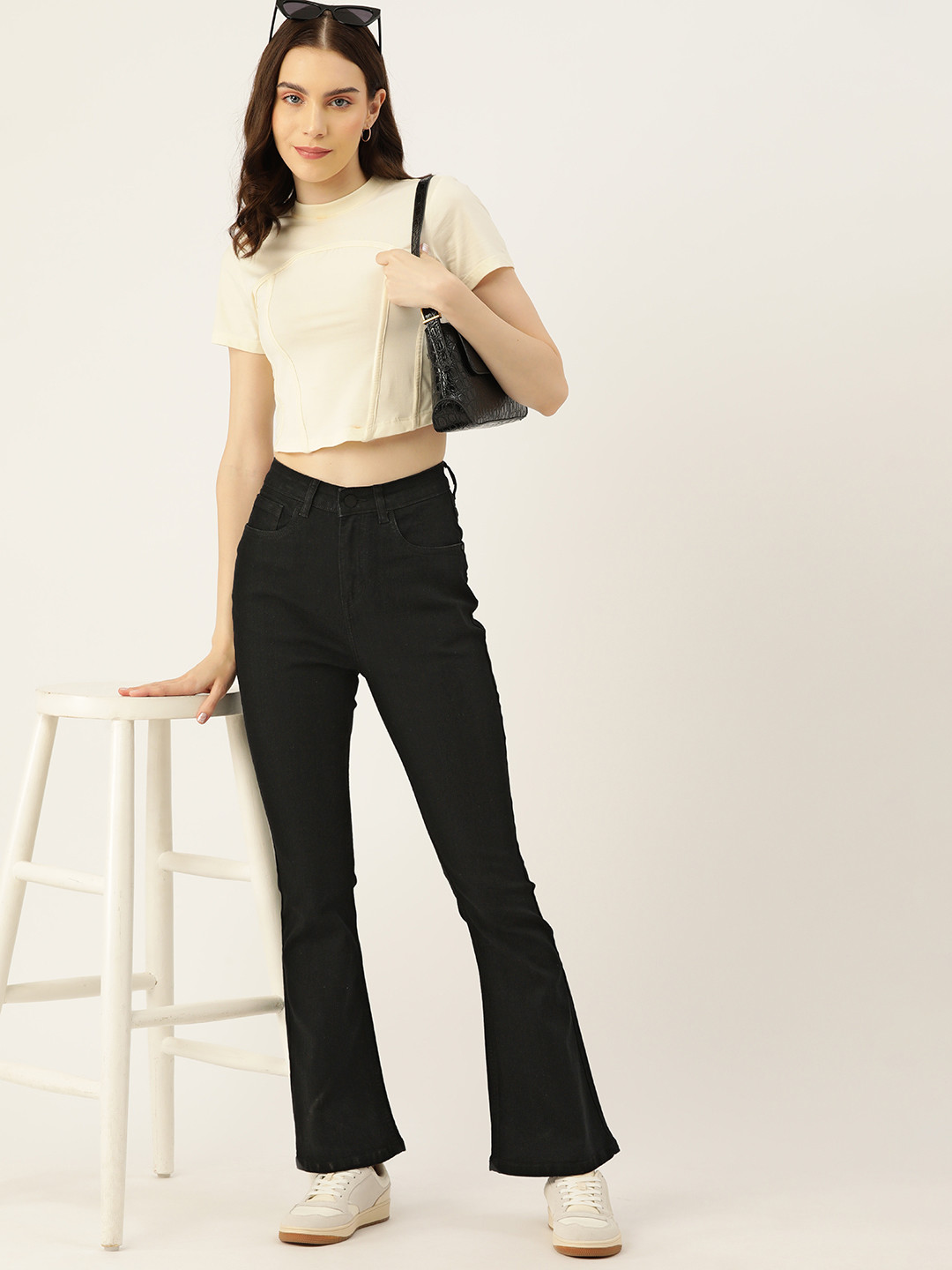 

DressBerry Women Flared Bootcut High-Rise Stretchable Jeans, Black