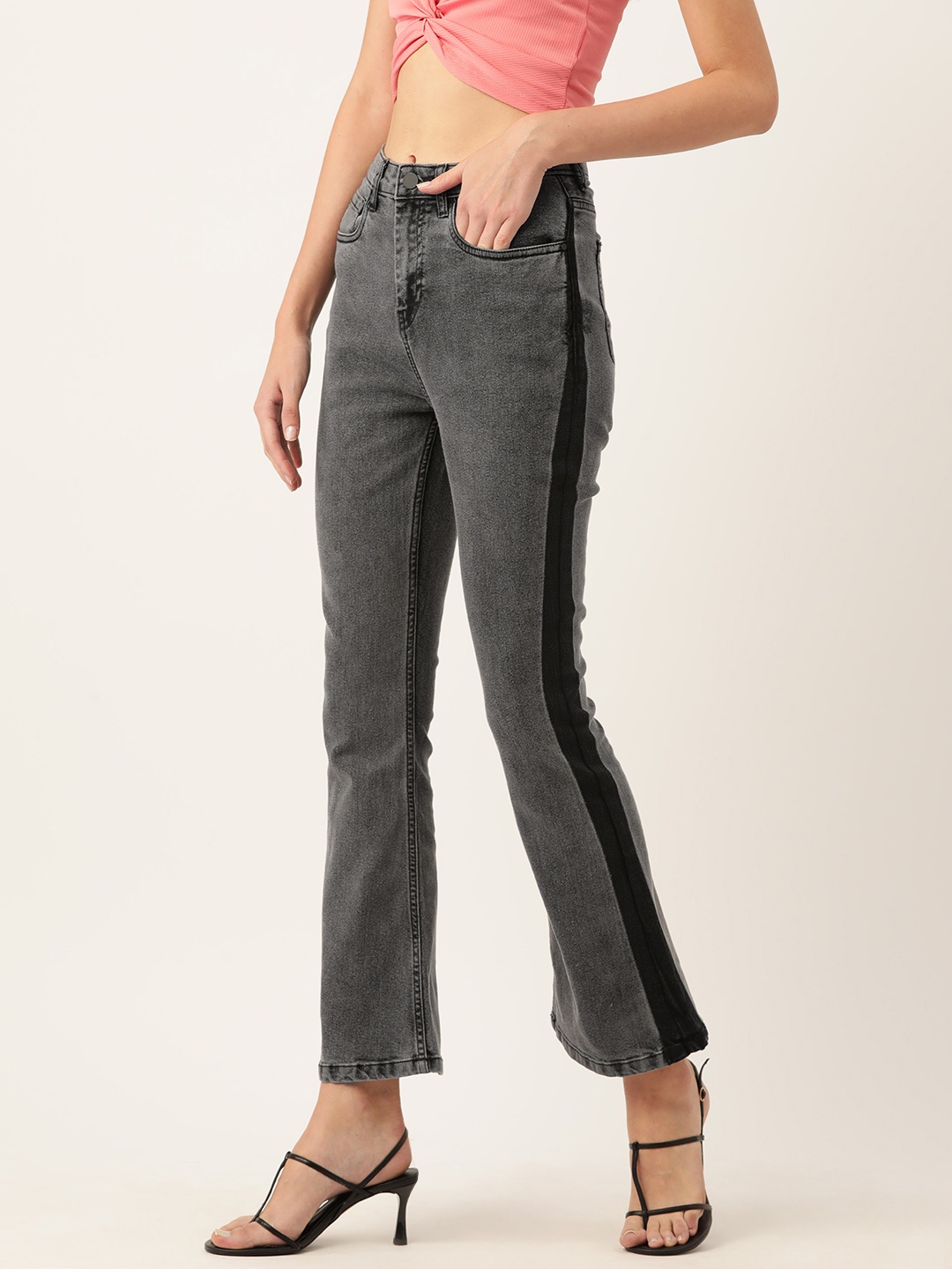 

DressBerry Women Bootcut with Side Stripe Stretchable Jeans, Charcoal