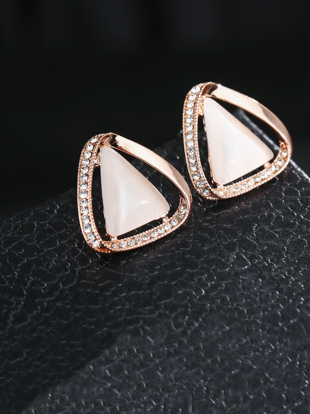 

Jewels Galaxy Gold-Toned & Off-White Triangular Drop Earrings