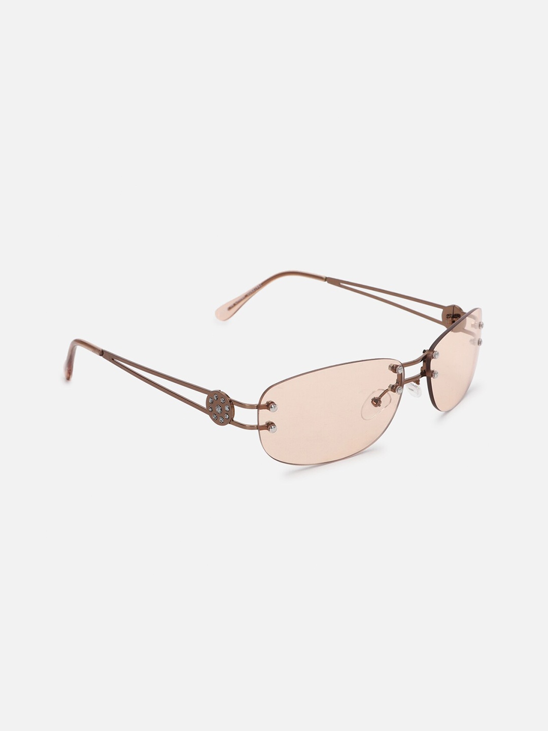 

FOREVER 21 Women Brown Lens & Rose Gold-Toned Rectangle Sunglasses