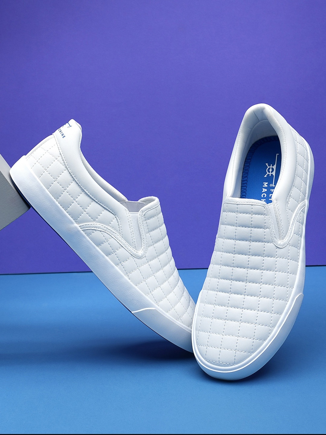

Flying Machine Men Woven Design PU Slip-On Sneakers, Off white