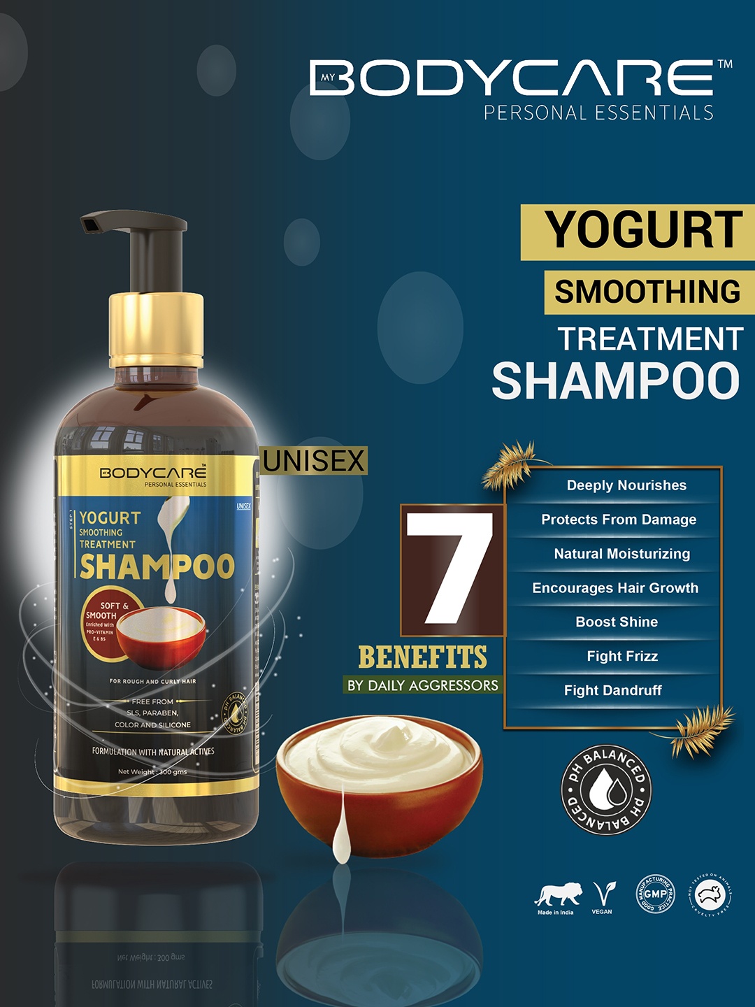 

MY BODYCARE Yogurt Smoothing Treatment Shampoo with Pro-Vitamin B5 & E - 300 g, Brown