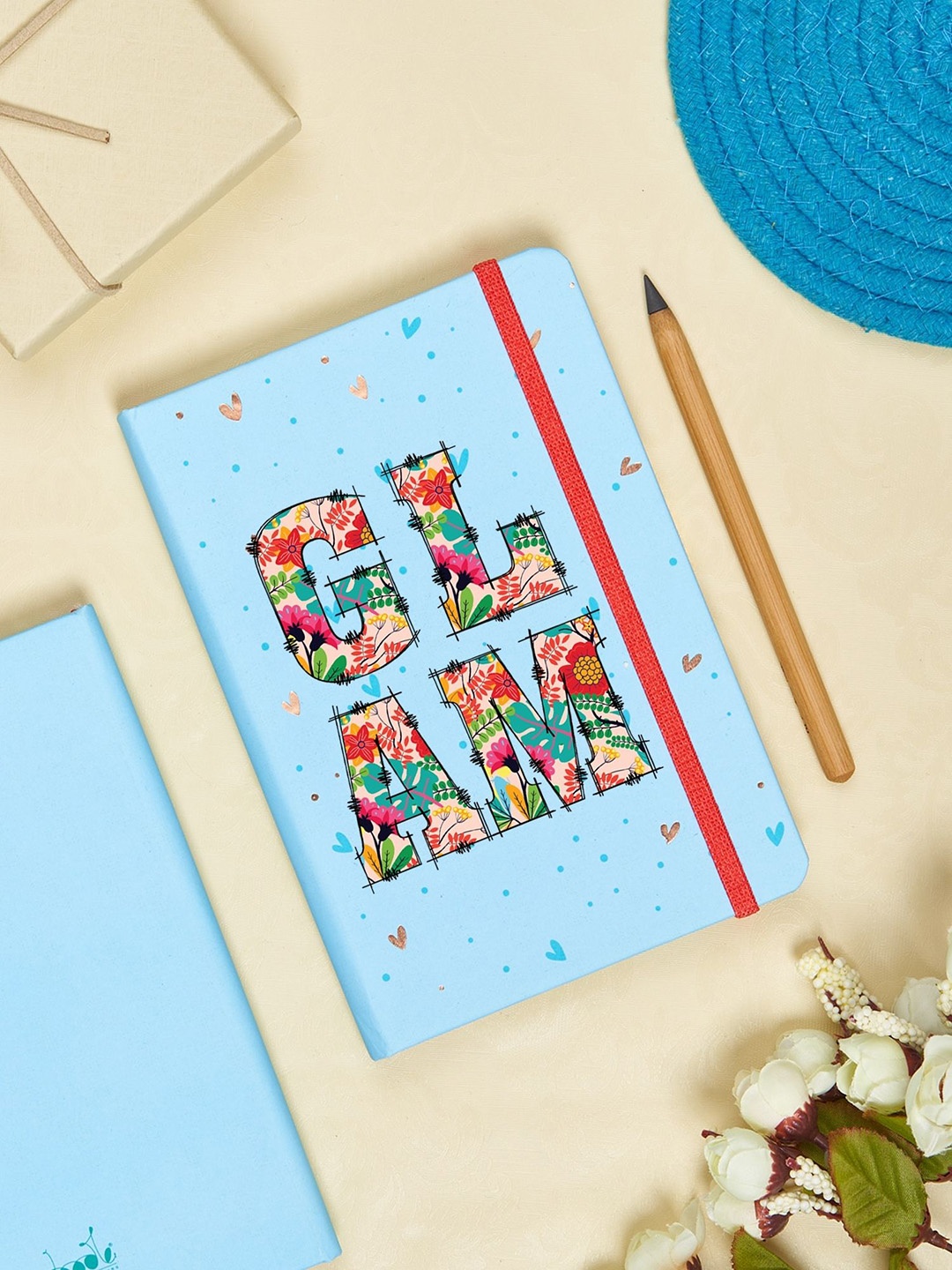

Doodle Typography Printed Notebook, Blue