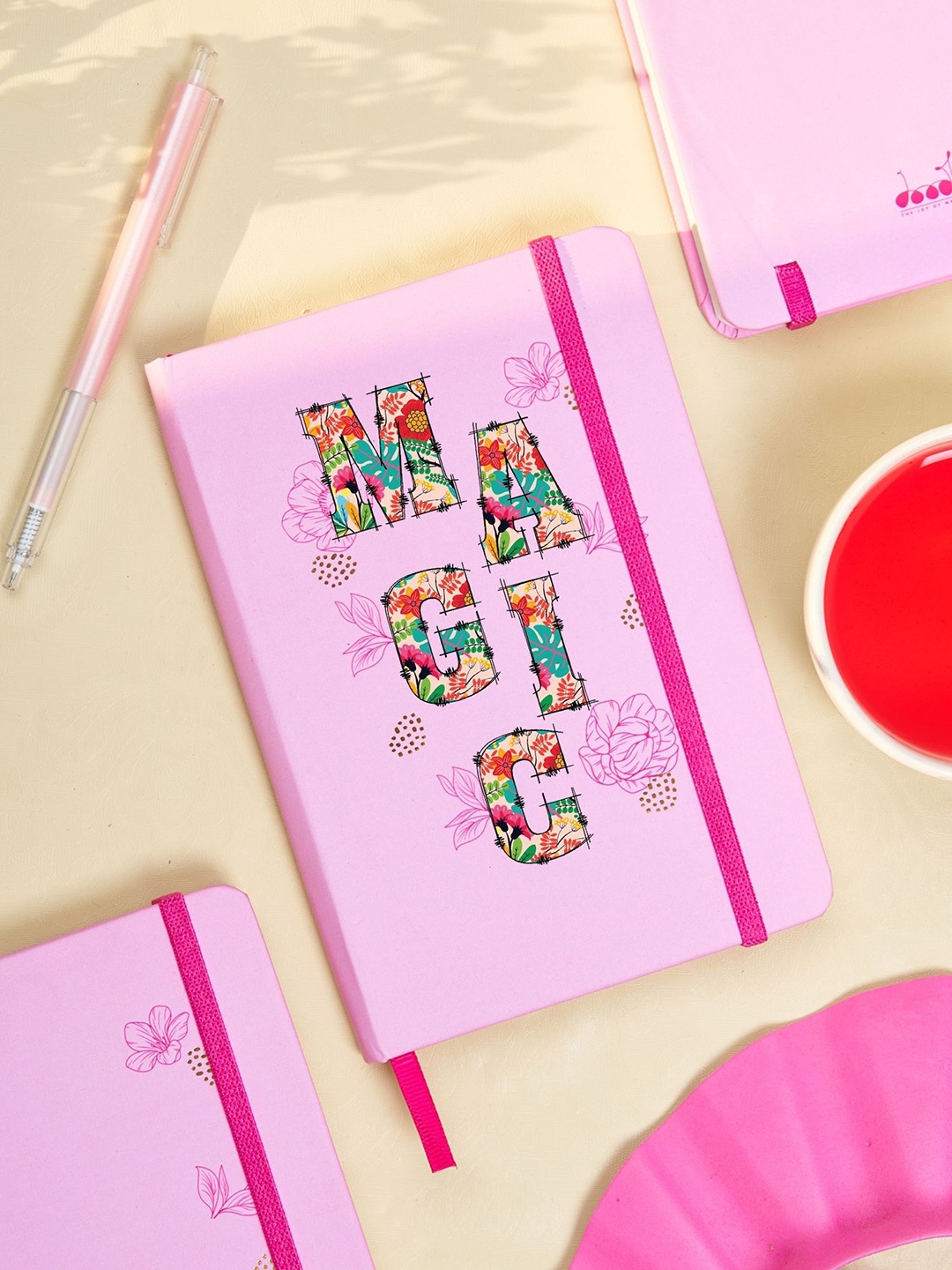 

Doodle Camellia Hardbound B6 Diary With Pen Loop, Pink