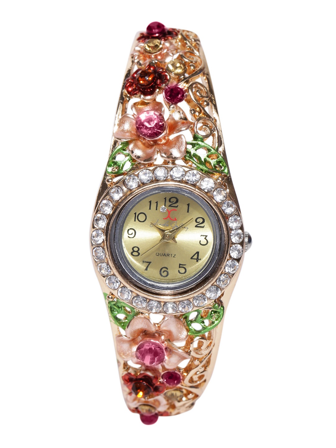

Jewels Galaxy Multicoloured Gold-Plated Handcrafted Bracelet cum Watch, Multi