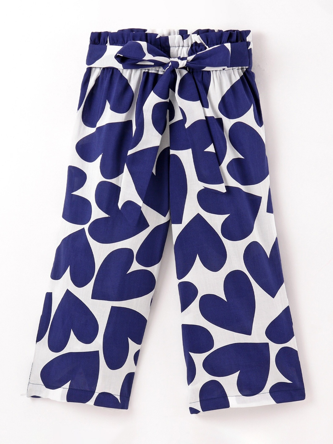 

CrayonFlakes Girls Printed Straight Cotton Palazzos, Blue
