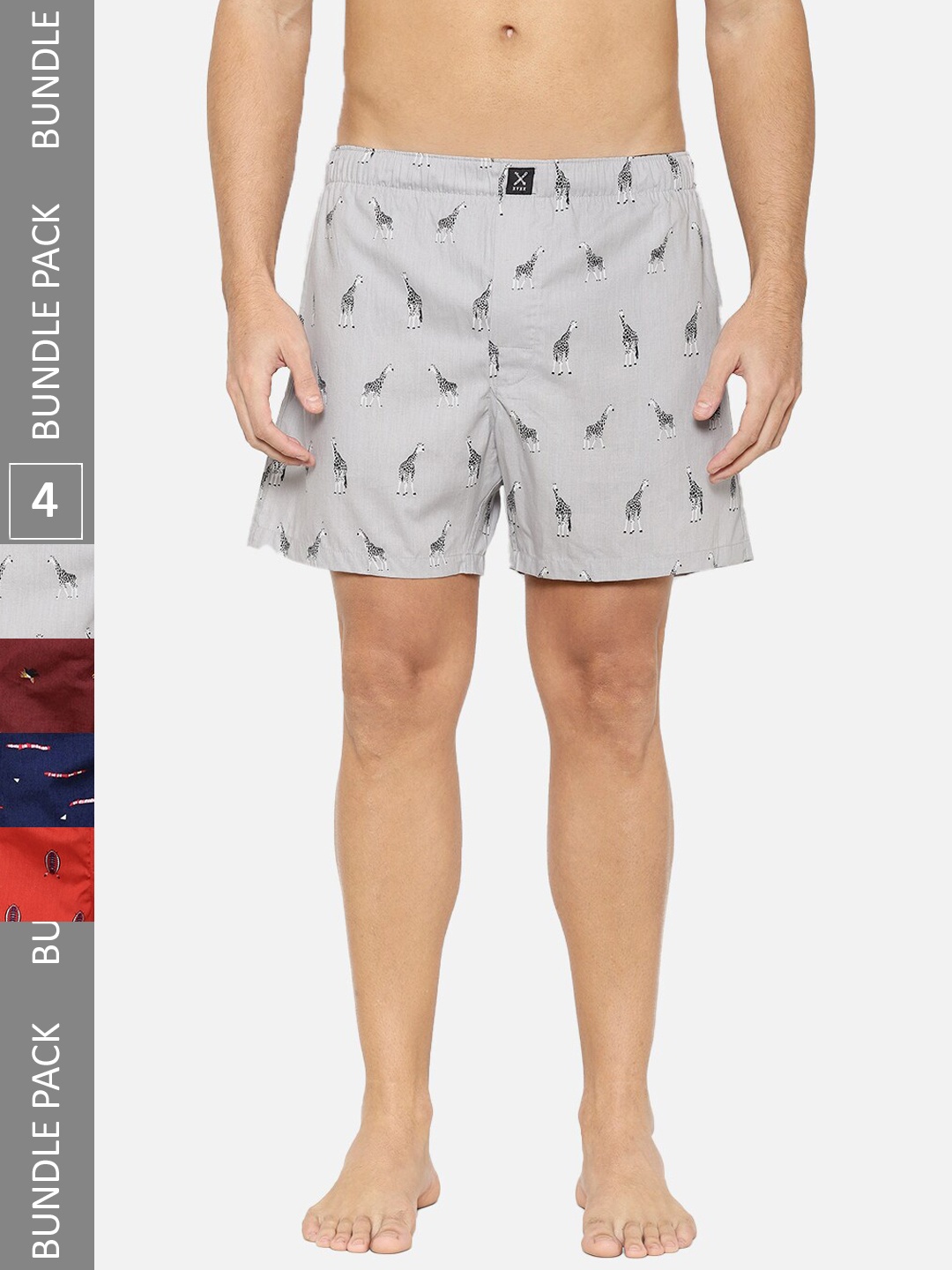 

XYXX Set Of 4 Regular-Fit Printed Boxers, Navy blue