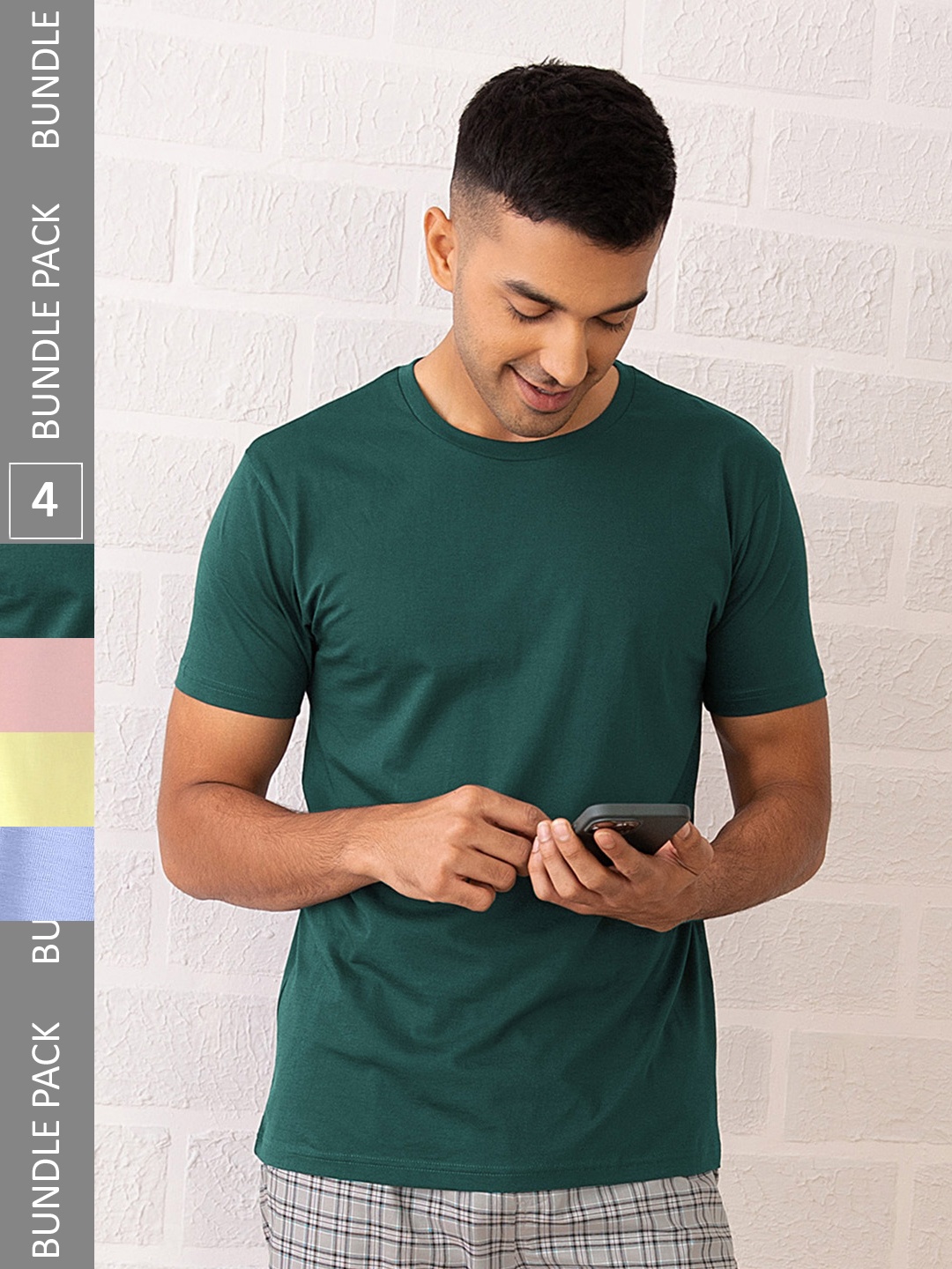 

XYXX Pack of 4 Iconique Intellicraft Supima Cotton T-Shirts, Green