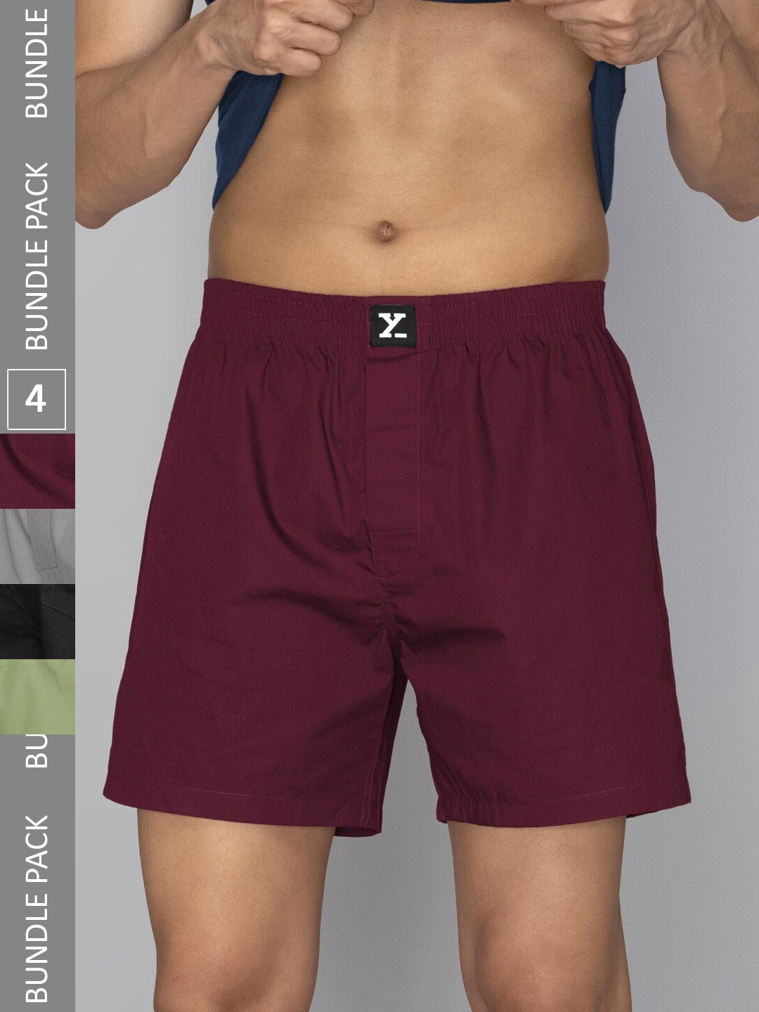 

XYXX Set Of 4 Solid Boxers, Burgundy