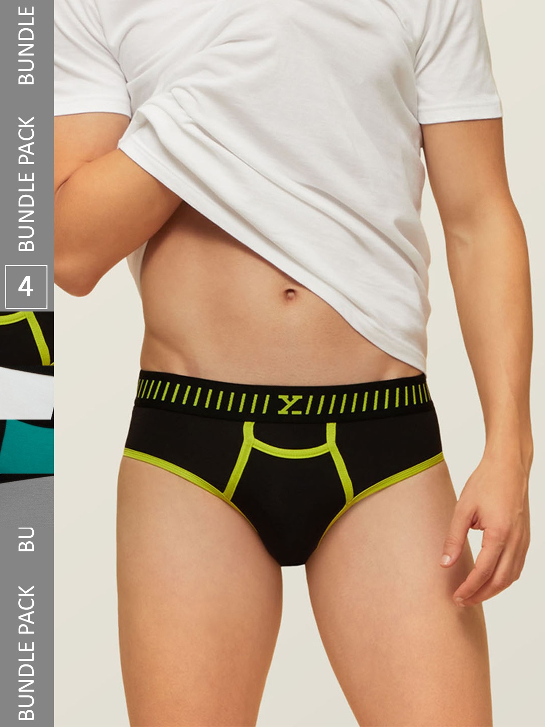 

XYXX Set Of 4 Solid Briefs, Black