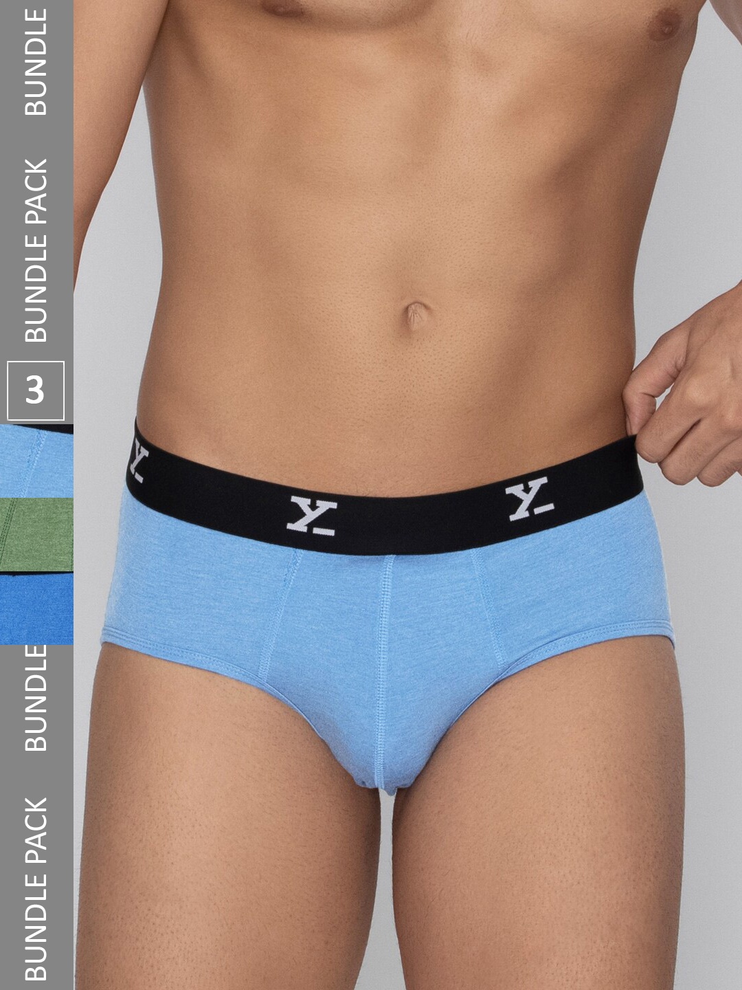 

XYXX Set Of 3 Solid Briefs, Blue