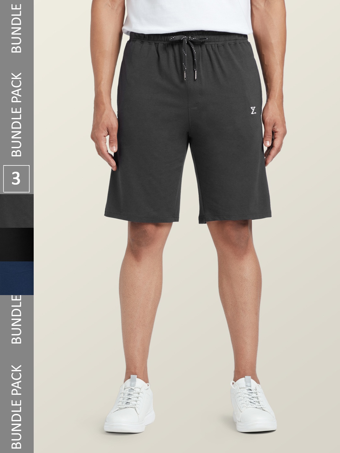 

XYXX Set of 3 IntelliSmooth Solid Cotton Pace Shorts, Black