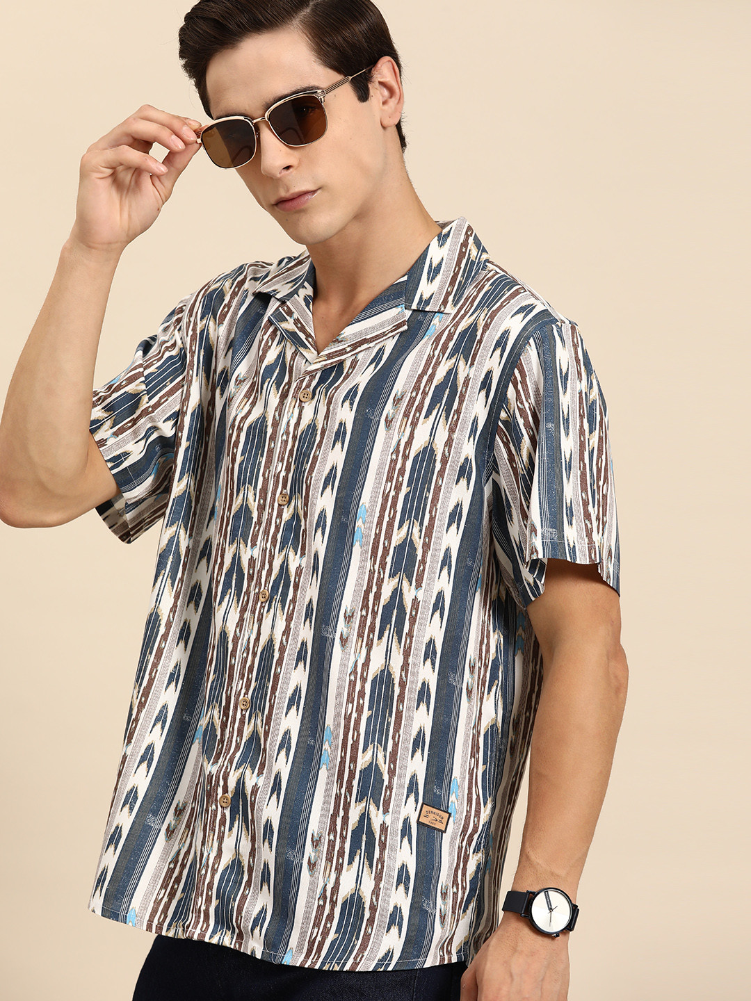 

DENNISON Smart Block Printed Casual Shirt, Blue