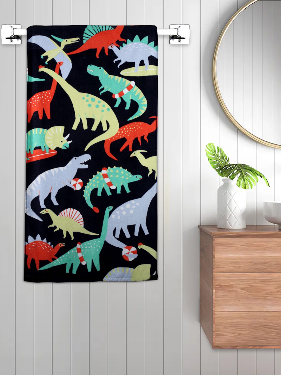 

FABINALIV Kids Black & Red Conversational Printed 550 GSM Cotton Bath Towel