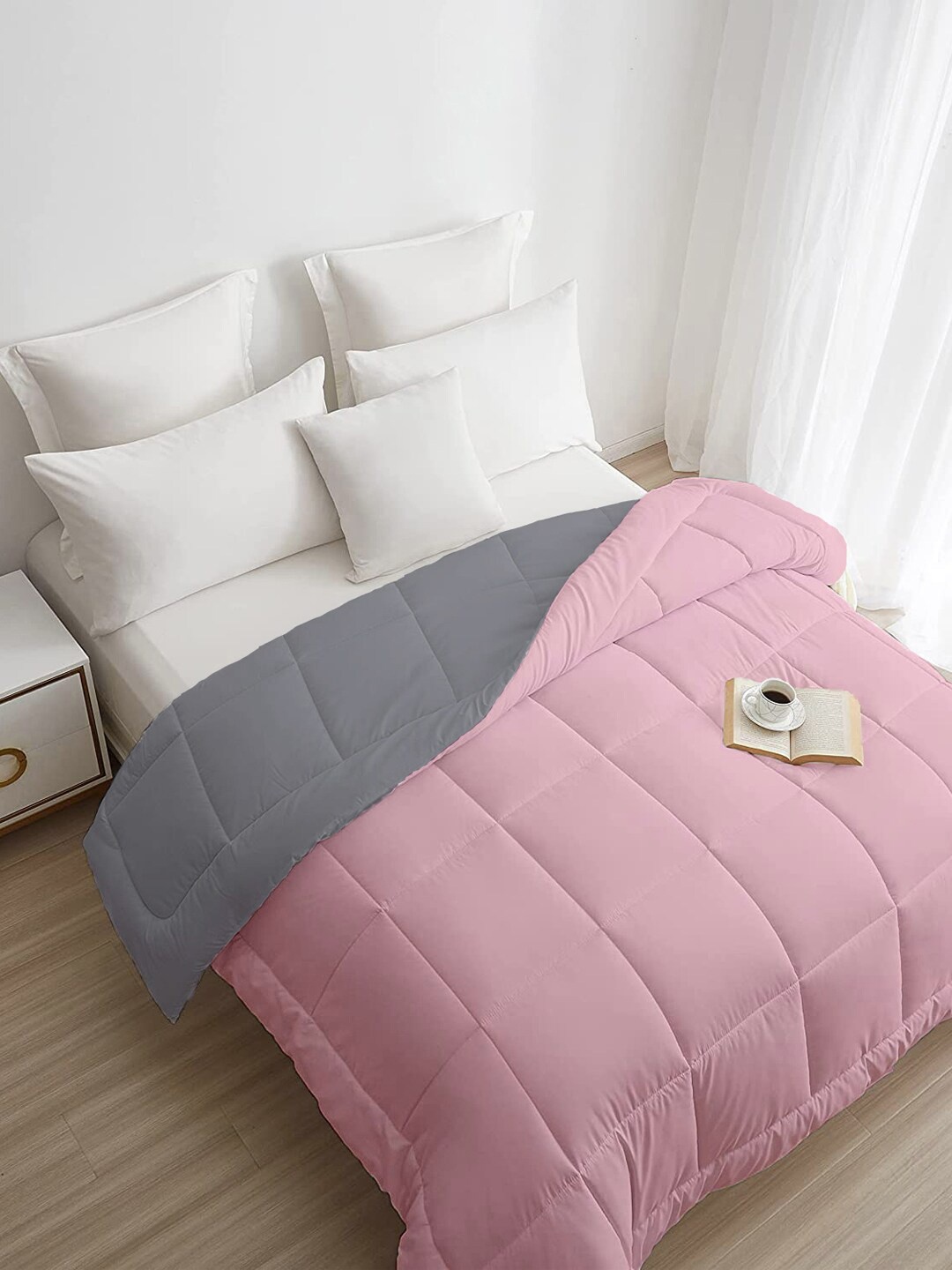 

MYTRIDENT Pink Grey Mild Winter Double Bed Comforter