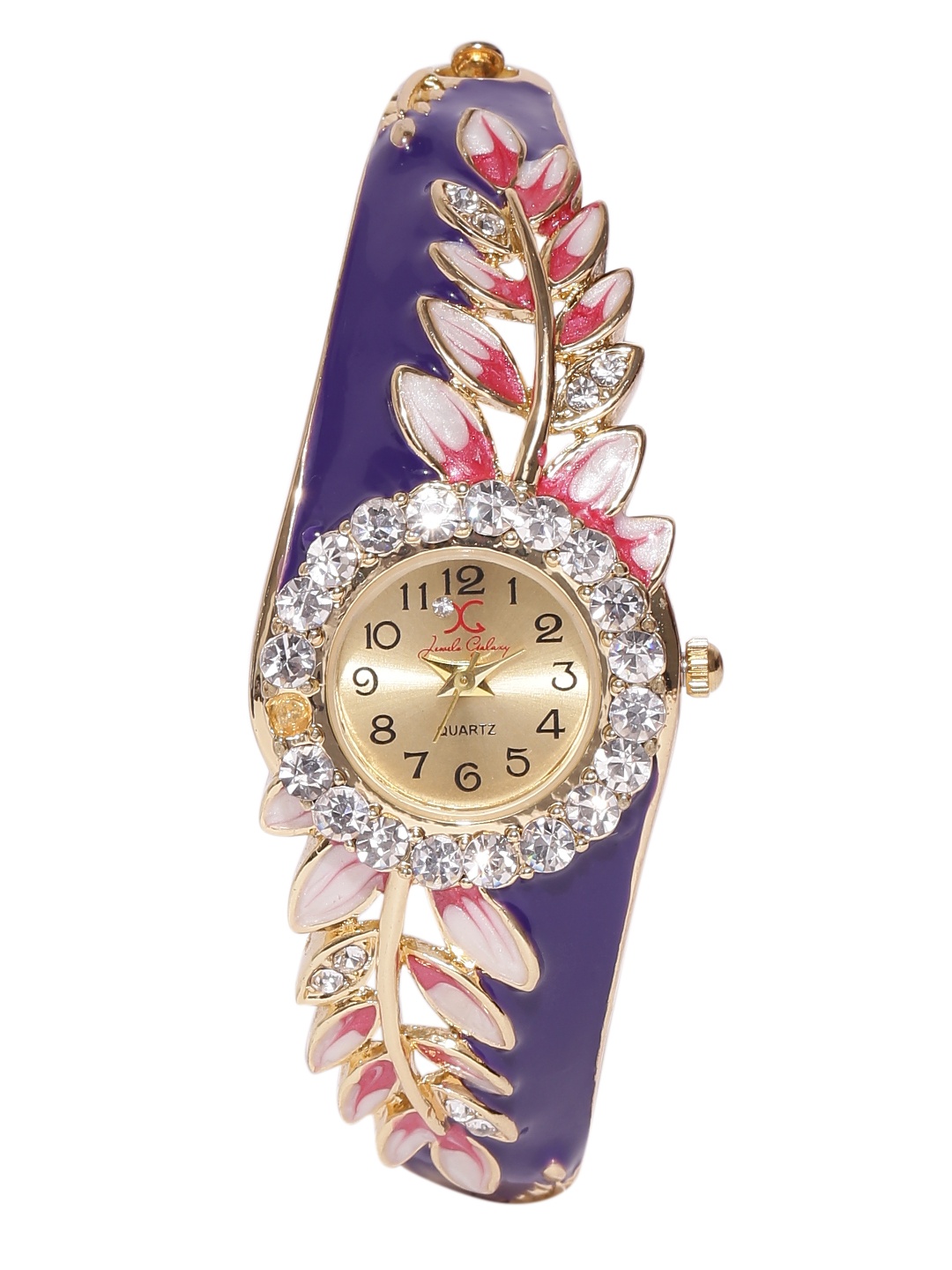 

Jewels Galaxy Purple Gold-Plated Handcrafted Bangle-Style Bracelet cum Bracelet