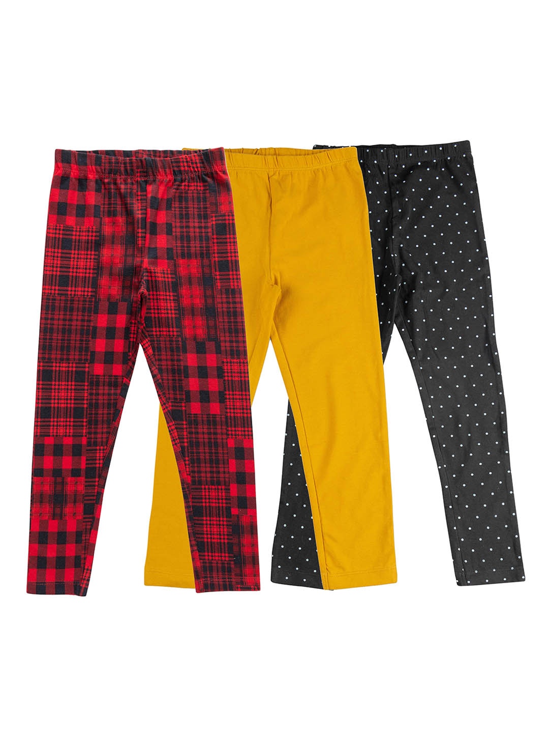 

JusCubs Girls Pack Of 3 Churidar-Length Cotton Leggings, Red