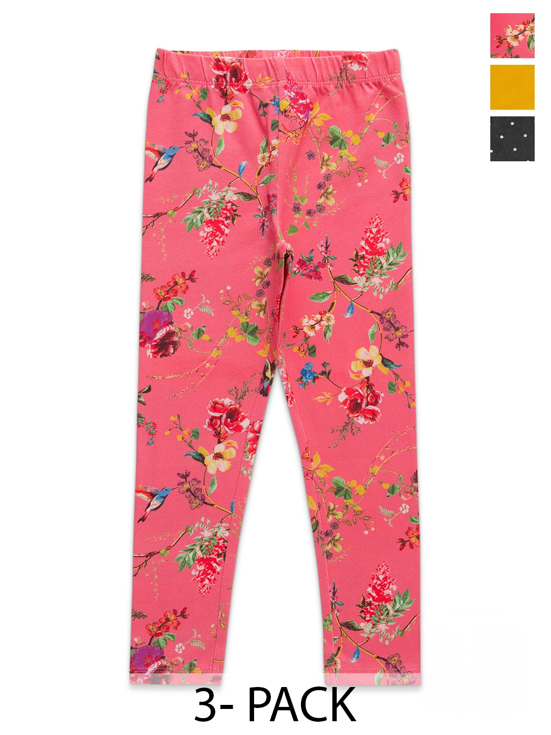 

JusCubs Girls Pack Of 3 Churidar-Length Cotton Leggings, Pink