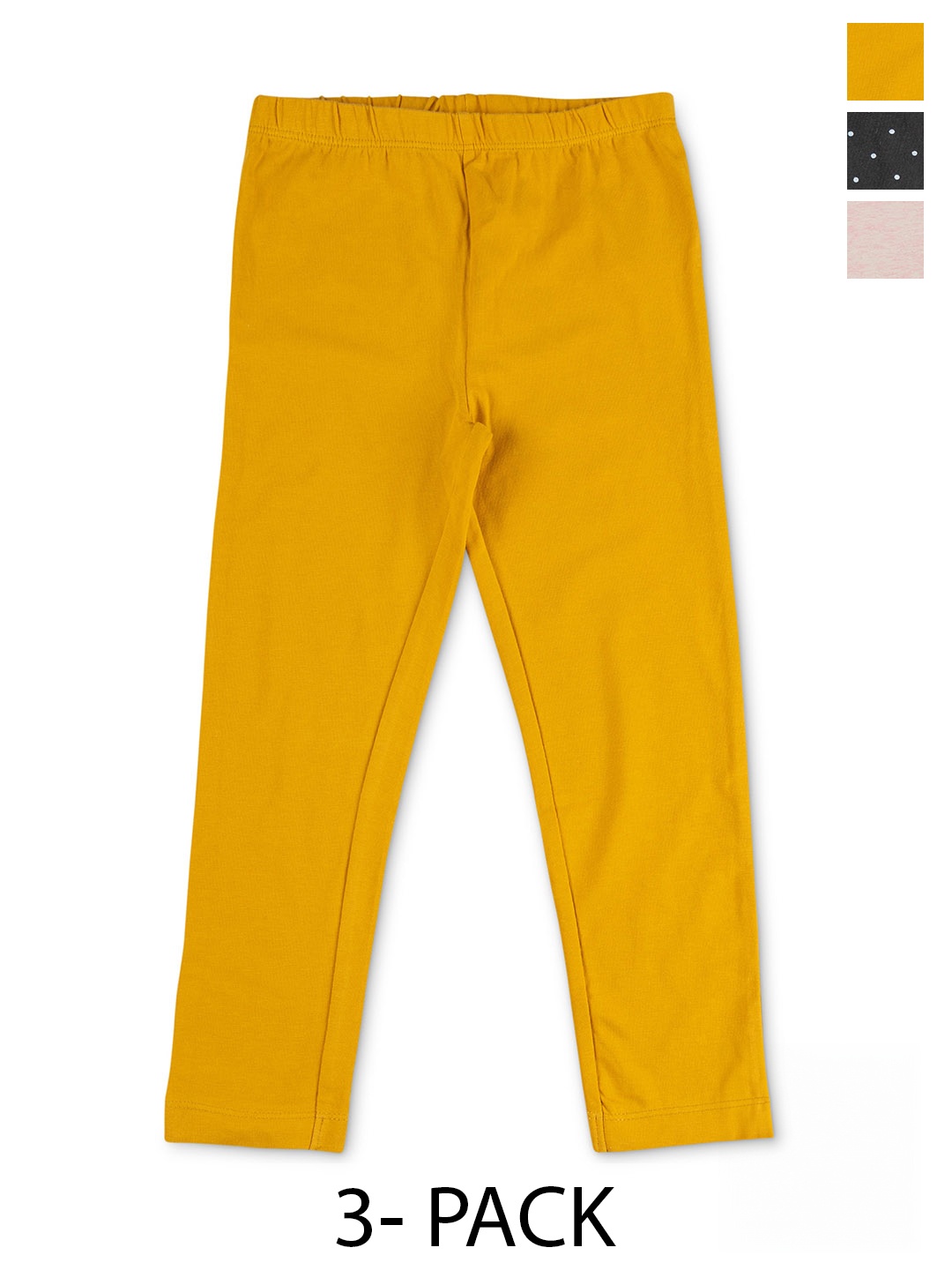 

JusCubs Girls Pack Of 3 Churidar-Length Cotton Leggings, Yellow