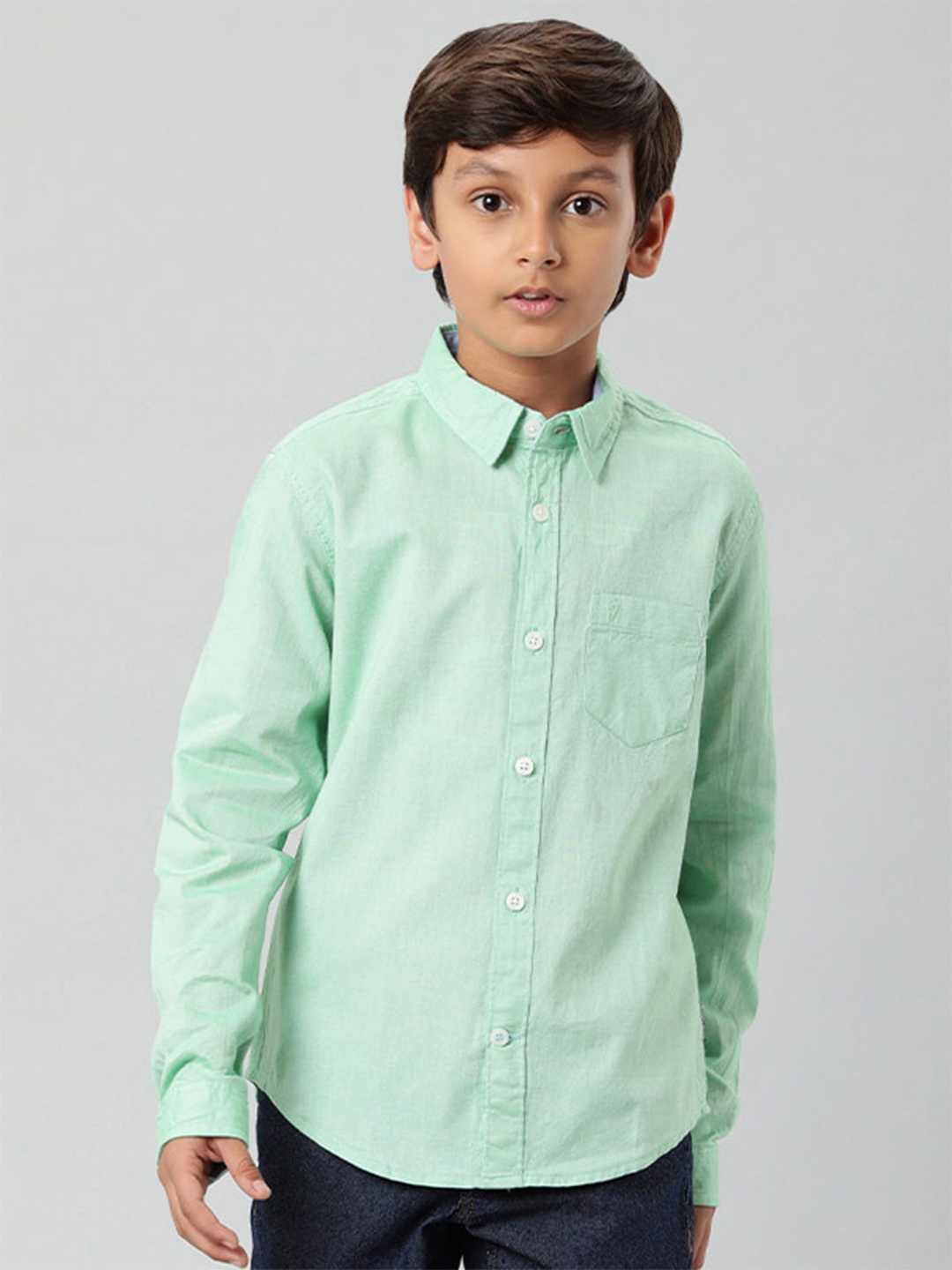 

Indian Terrain Boys Classic Pure Cotton Casual Shirt, Green