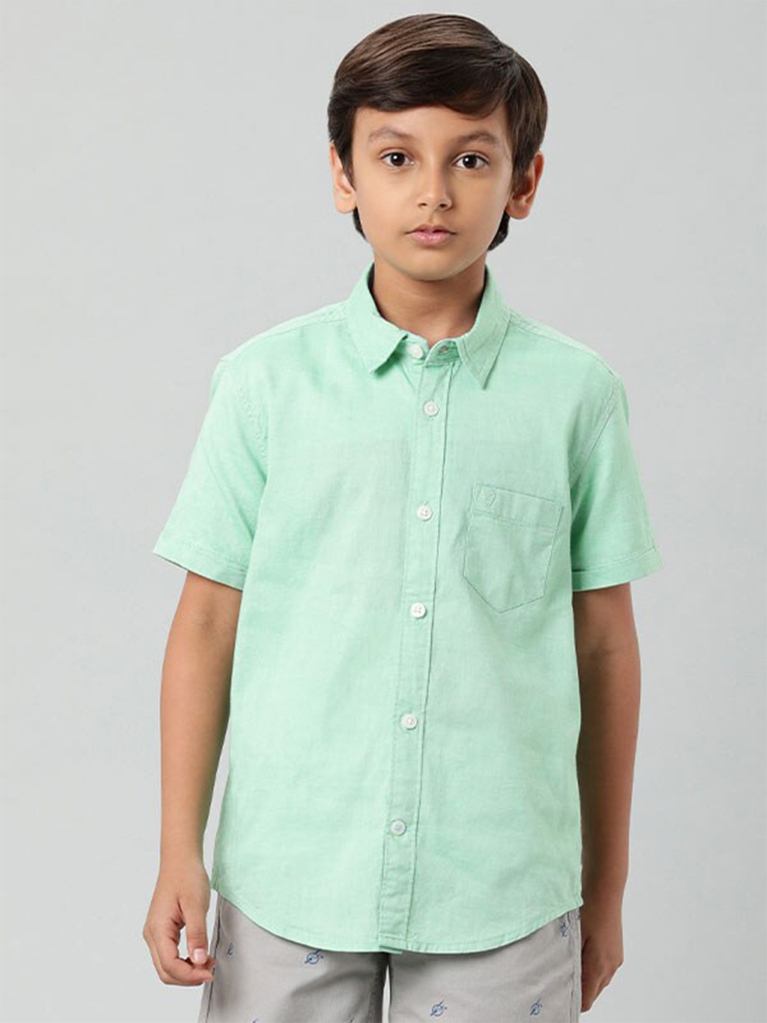 

Indian Terrain Boys Classic Pure Cotton Casual Shirt, Green