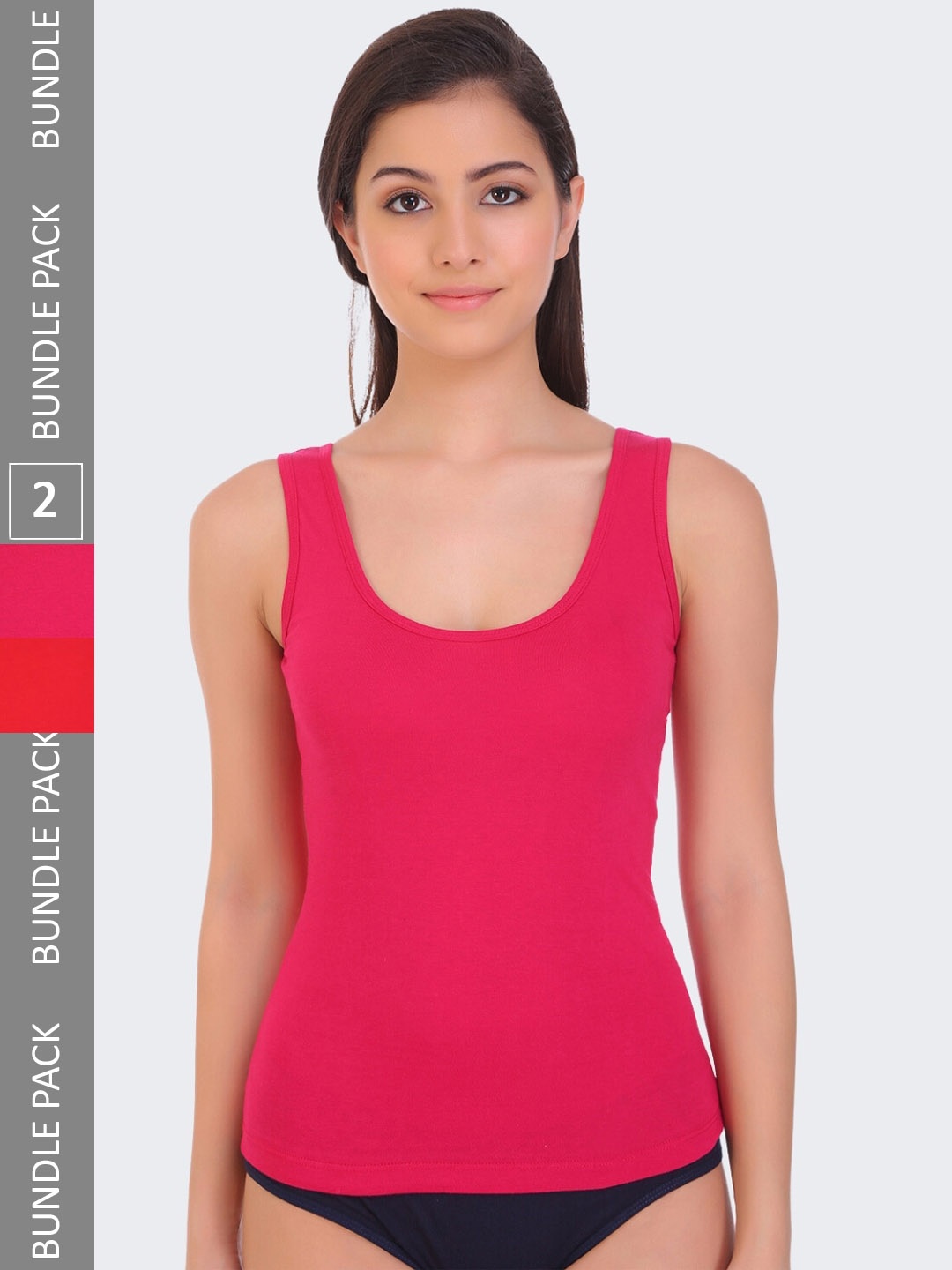 

POOJA RAGENEE Pack Of 2 Sando Pure Cotton Camisoles, Magenta