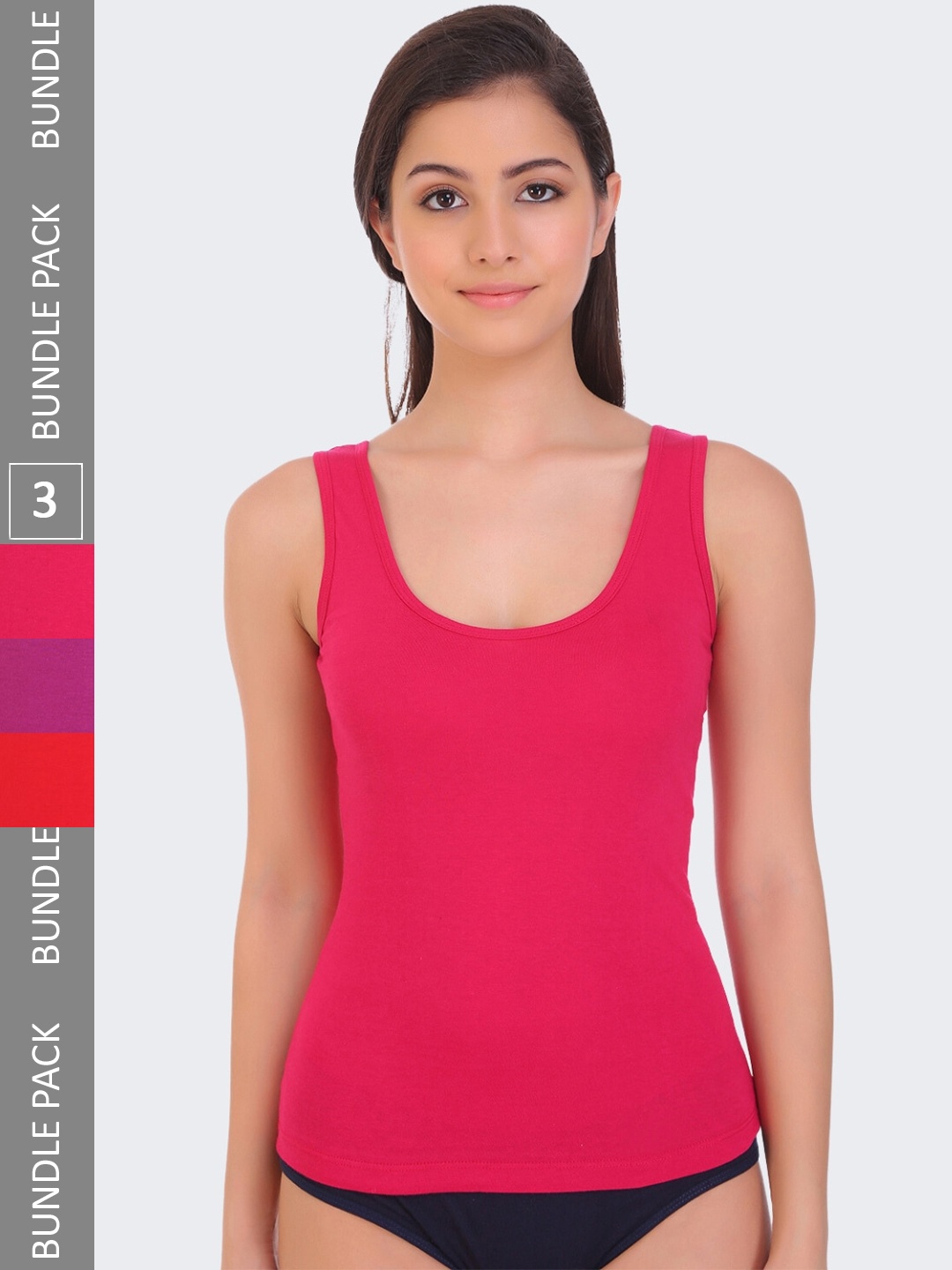 

POOJA RAGENEE Women Pack Of 3 Pure Cotton Camisoles, Magenta