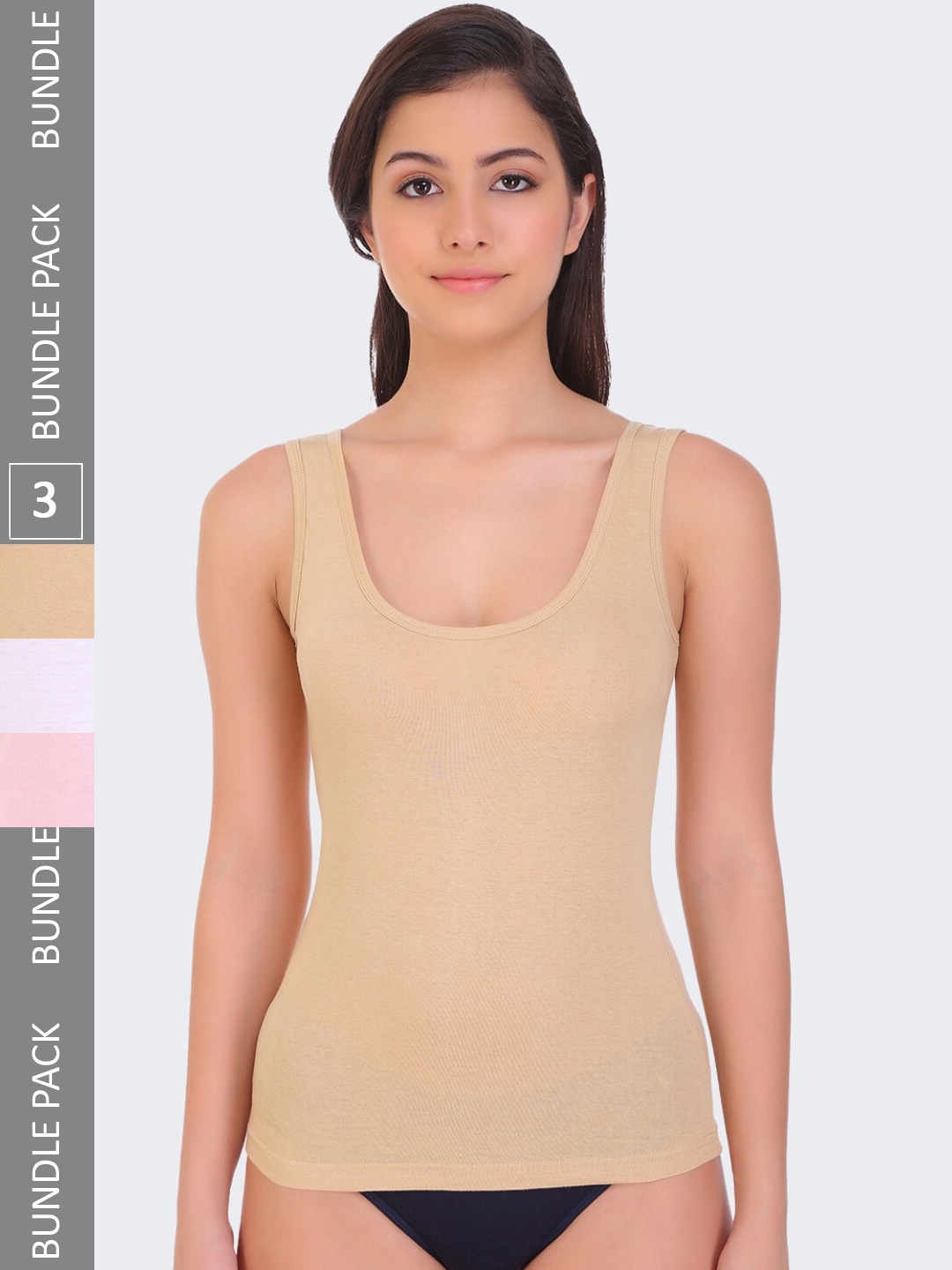 

POOJA RAGENEE Pack Of 3 Sando Pure Cotton Camisoles, White