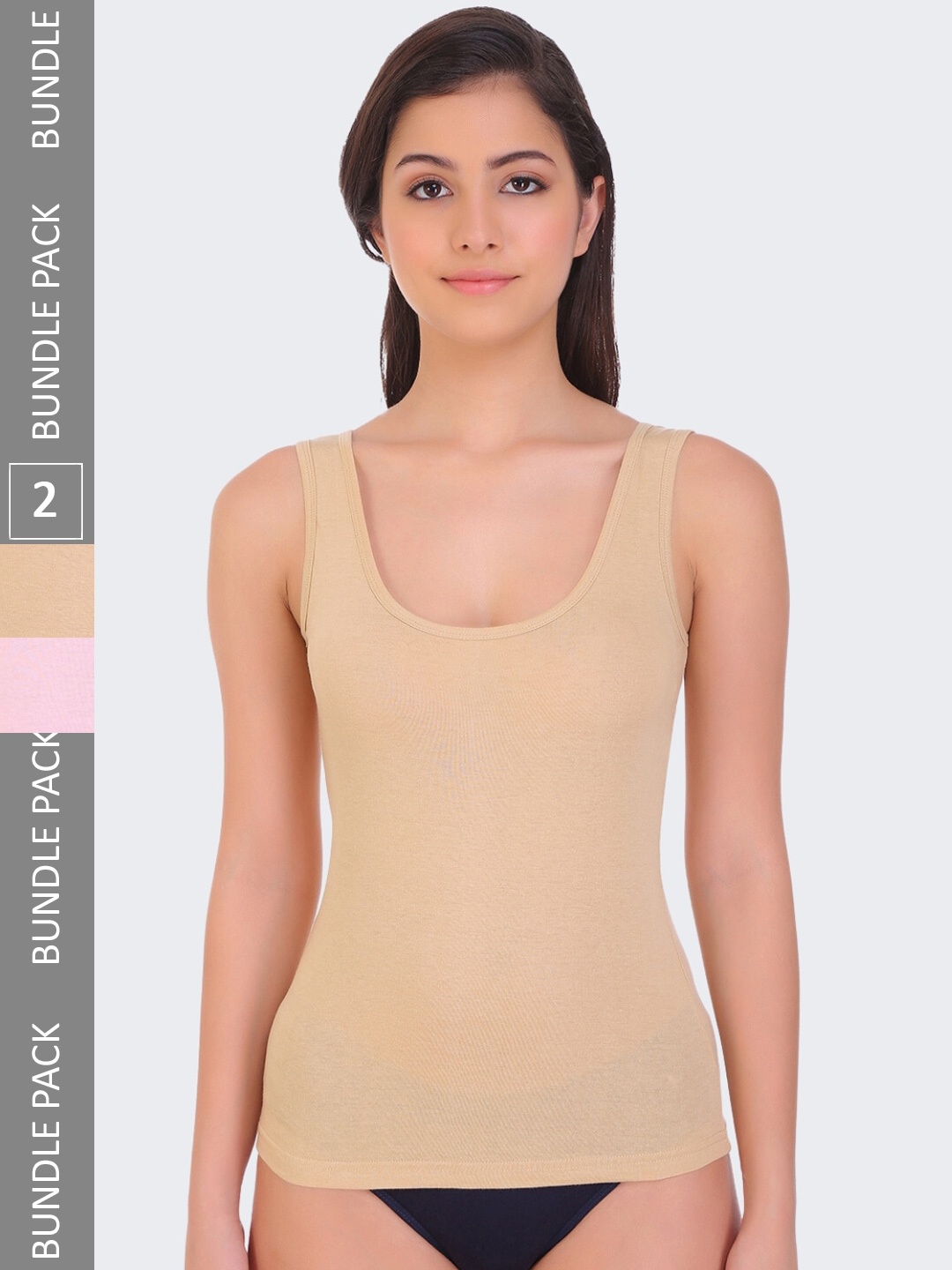 

POOJA RAGENEE Women Pack Of 2 Sando Pure Cotton Camisoles, Nude