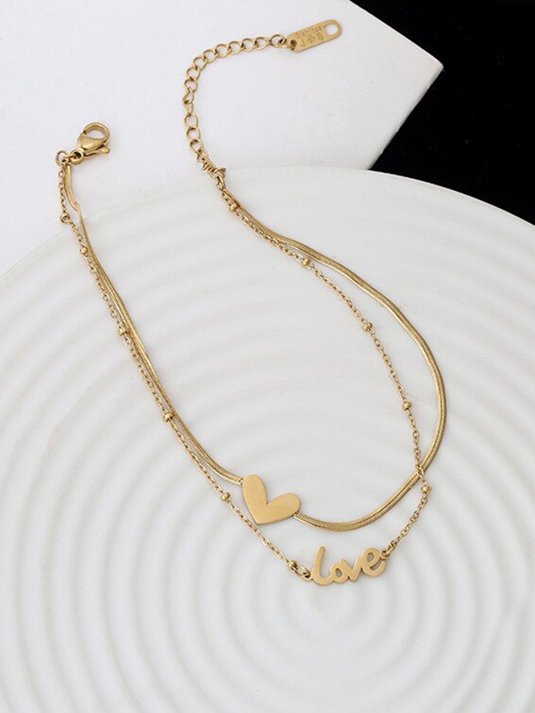 

Fashion Frill Gold-Plated Heart Charm & Beaded Anklet