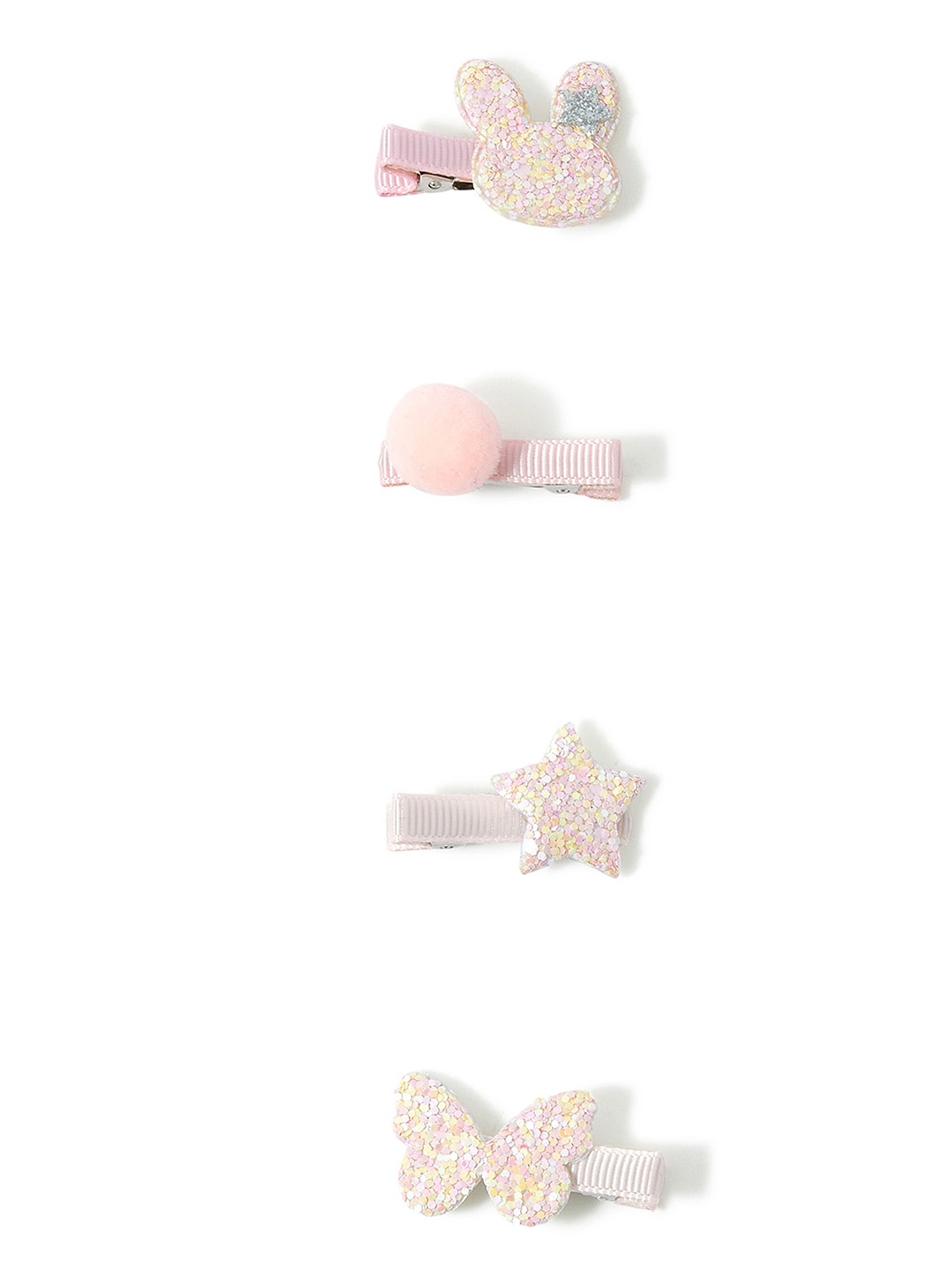 

Accessorize London Girls Multi Set Of 4 Glitter Hair Character Clic Clac, Pink