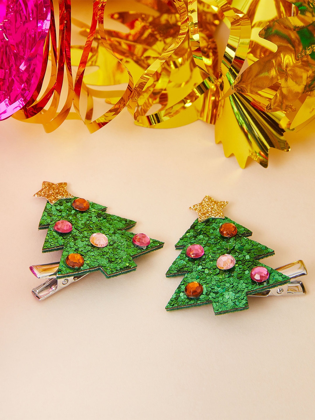 

Accessorize London Girls Set Of 2 Christmas Tree Salon Clips, Green