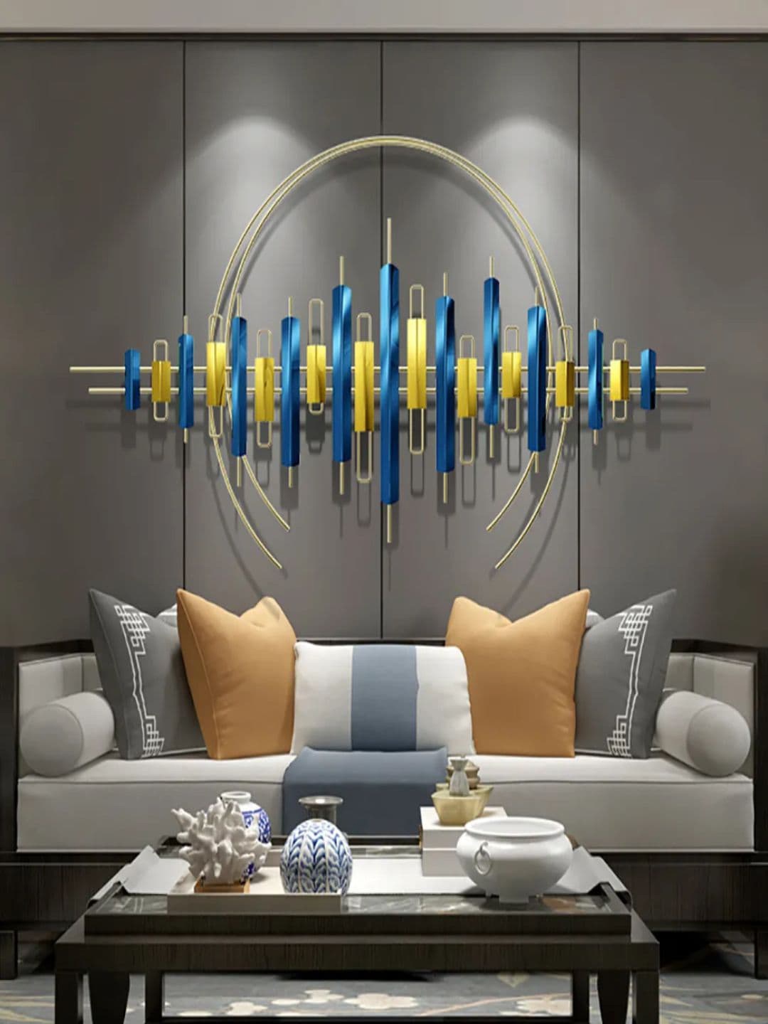 

The Art House Yellow & Blue Textured Metal Wall Decor