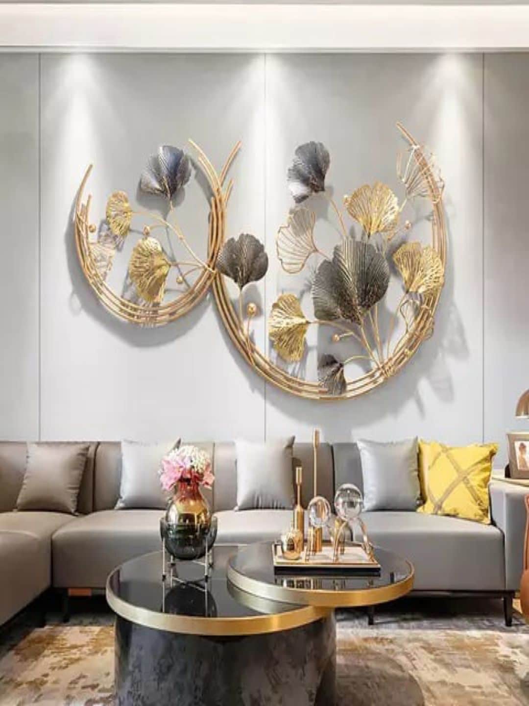 

The Art House Grey Textured Metal Wall Decor, Gold