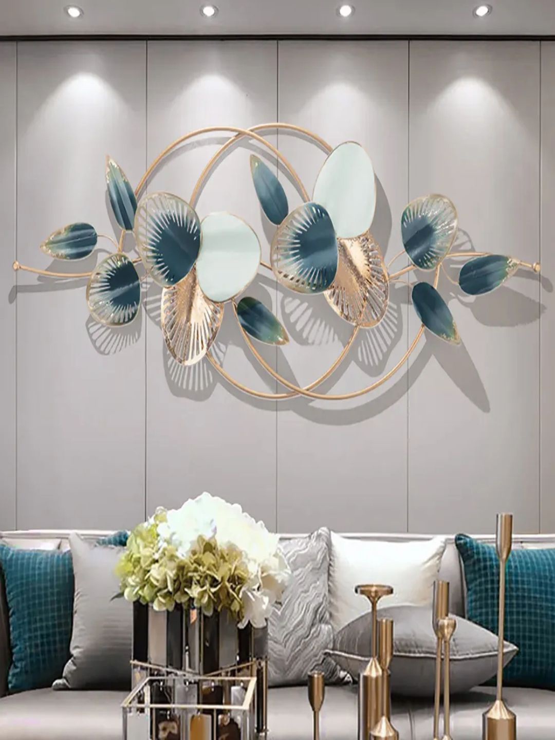 

The Art House Blue Textured Leaves Metal Wall Decor