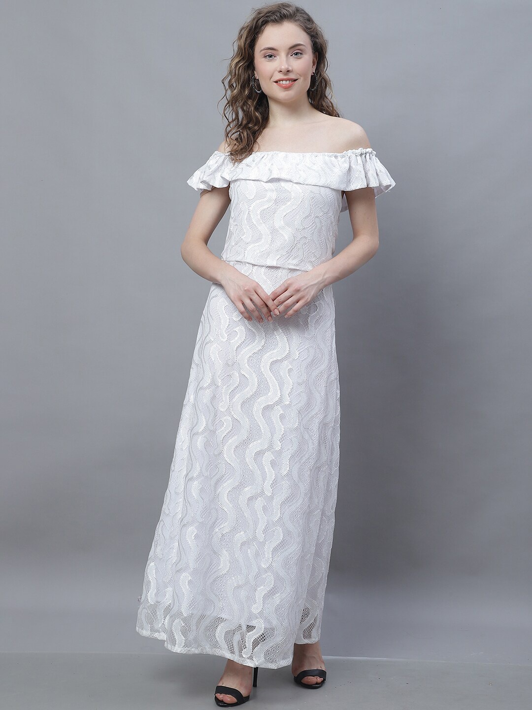 

Karmic Vision White Off-Shoulder Maxi Dress