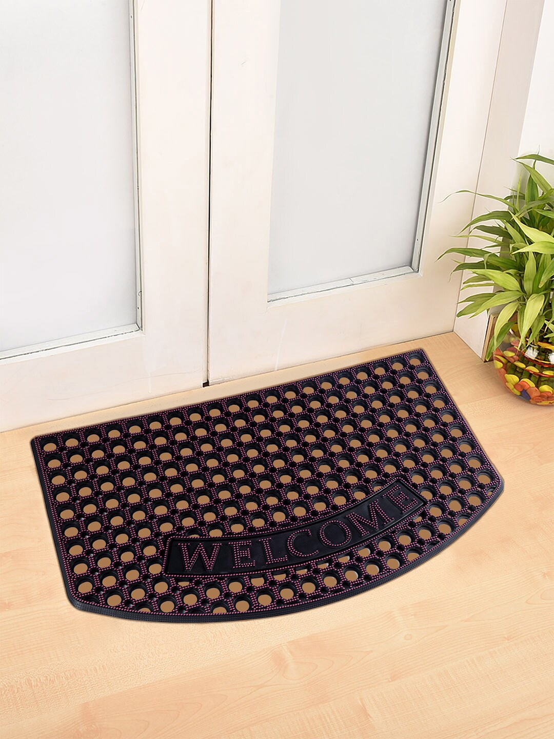 

FABINALIV Purple Geometric Anti-Skid Rubber Doormat