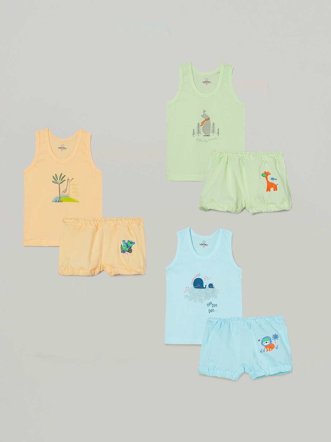

The Boo Boo Club Pack of 3 Kids Pure Cotton Printed Night suit, Green
