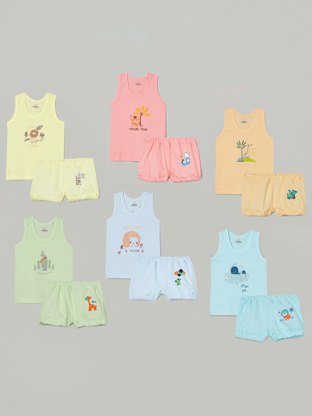 

The Boo Boo Club Kids Pack Of 6 Printed Pure Cotton T-shirt with Shorts, Blue