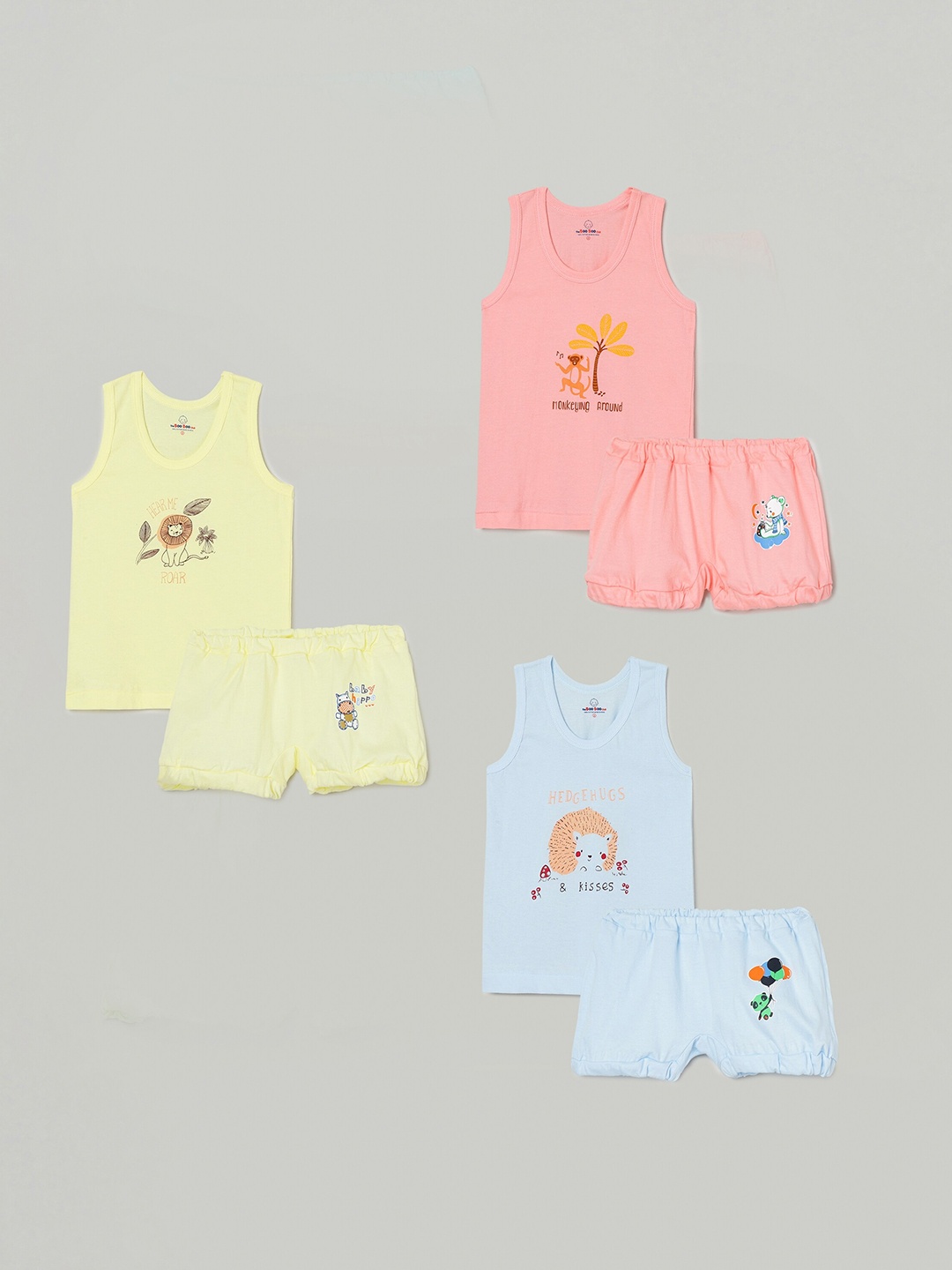 

The Boo Boo Club Kids Pack Of 3 Printed Pure Cotton T-shirt with Shorts, Blue